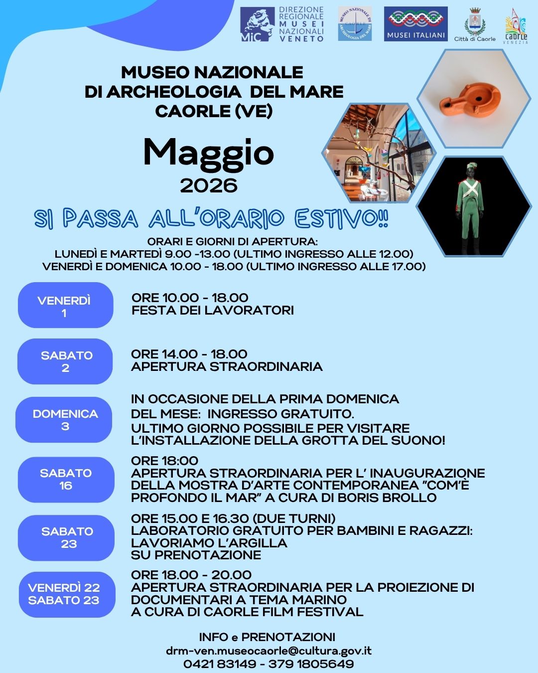 Maggio 2026 al Museo nazionale archeologia del Mare di Caorle